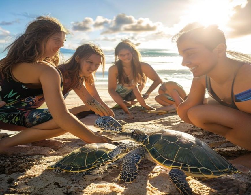 Students volunteering on the coast